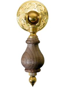 2 3/4″ Walnut Tear Drop Pull With Eastlake Rosette In Unlacquered Brass Finish  |  Drop Pulls Drop Pulls Drop Pulls