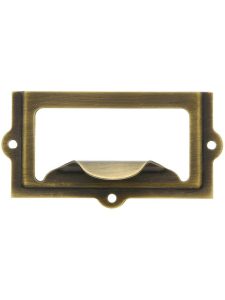 2 5/8″ Stamped Brass Label Holder & Pull In Antique-By-Hand  |  Label Holders & Pulls Knobs & Pulls Label Holders & Pulls