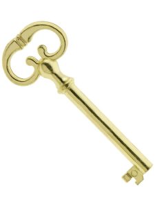 2 7/8-inch Long Drawer Key with Fancy Bow  |  Skeleton Keys Locks, Keys & Covers Polished Brass/Polished Nickel