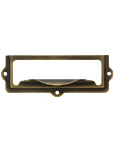 3 1/8″ Stamped Brass Label Holder & Pull In Antique-By-Hand Finish  |  Label Holders & Pulls Knobs & Pulls Label Holders & Pulls