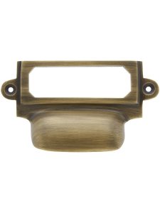 3 5/8″ Cast Brass Label Holder & Bin Pull In Antique-By-Hand  |  Label Holders & Pulls Knobs & Pulls Label Holders & Pulls