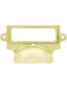 3 5/8″ Stamped Brass Label Holder & Bin Pull In Lacquered Brass  |  Label Holders & Pulls Knobs & Pulls Label Holders & Pulls