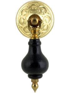 3″ Ebonized Wood Tear Drop Pull With Stamped Brass Rosette  |  Drop Pulls Drop Pulls Antique Brass/Un-Lacquered Brass