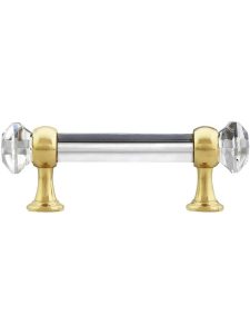 3″ On Center Hexagonal Cut Glass Handle With Solid Brass Bases  |  Pulls Knobs & Pulls Antique Brass/Oil-Rubbed Bronze/Polished Brass/Polished Nickel/Satin Nickel