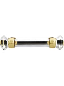 3″ On Center Hexagonal Cut Glass Handle With Solid Brass Bases  |  Pulls Knobs & Pulls Antique Brass/Oil-Rubbed Bronze/Polished Brass/Polished Nickel/Satin Nickel