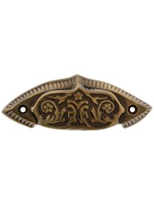 4 1/4″ Floral Victorian Bin Pull – 3″ Center-to-Center  |  Bin Pulls Bin Pulls Antique Brass/Oil-Rubbed Bronze/Polished Brass/Satin Nickel