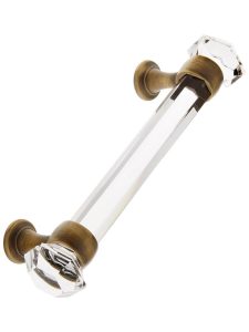 4″ On Center Hexagonal Cut Glass Handle With Solid Brass Bases  |  Pulls Knobs & Pulls Antique Brass/Oil-Rubbed Bronze/Polished Brass/Polished Nickel/Satin Nickel