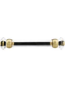 4″ On Center Hexagonal Cut Glass Handle With Solid Brass Bases  |  Pulls Knobs & Pulls Antique Brass/Oil-Rubbed Bronze/Polished Brass/Polished Nickel/Satin Nickel