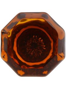 Amber Octagonal Glass Knob with Brass Base 1 3/8-Inch Diameter  |  Knobs Knobs Knobs