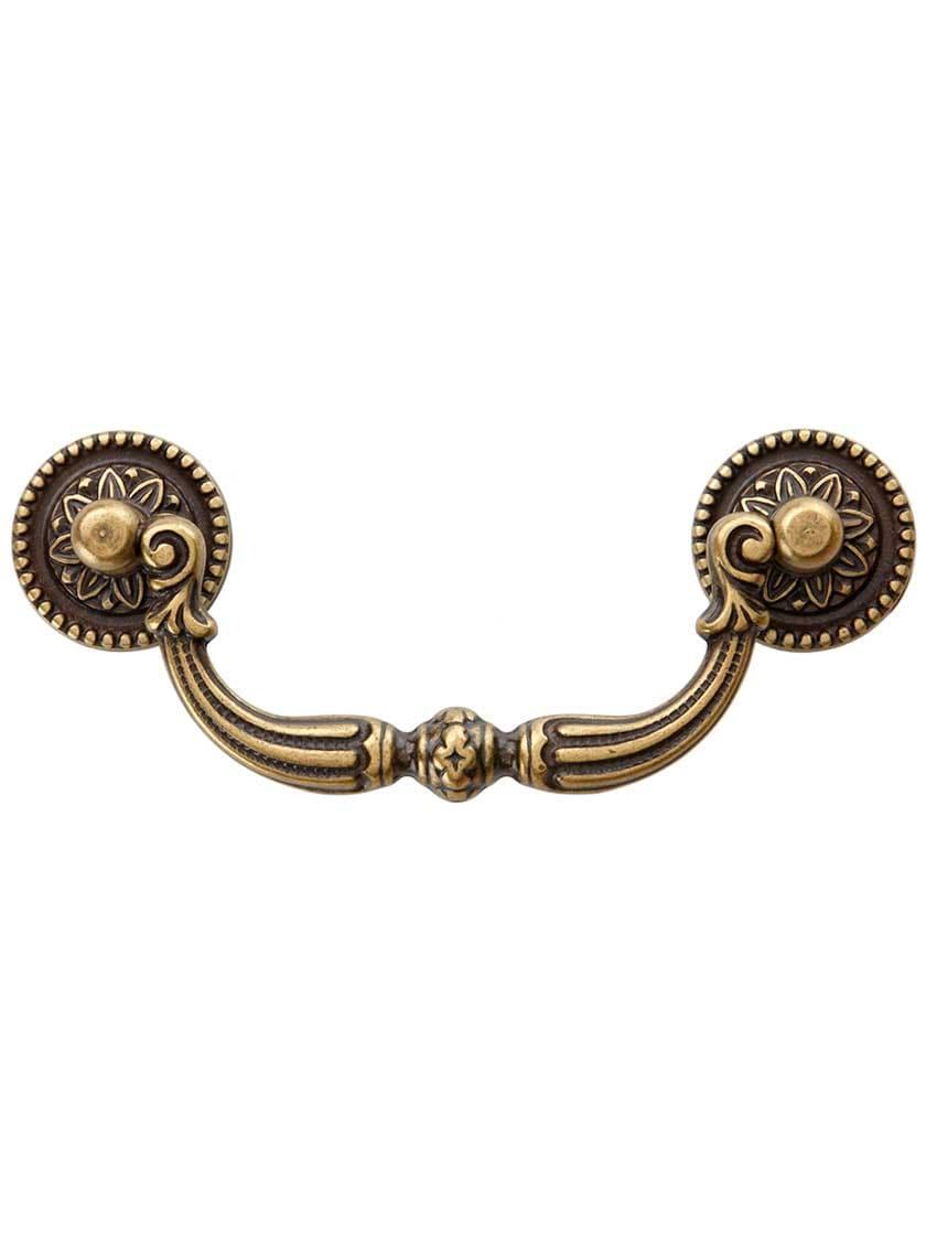 Beaded Flower Post Bail Pull – 3 3/4″ Center-to-Center  |  Bail Pulls Bail Pulls Antique Brass Dark