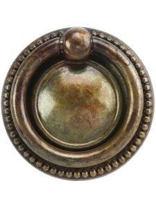 Beaded Round Single-Post Pull – 1 9/16″ Diameter  |  Ring Pulls Knobs & Pulls Antique Brass Dark/Antique Brass Distressed