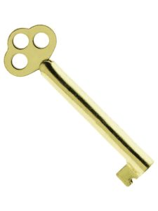 Brass Plated Steel Skeleton Key With Flat Bow  |  Skeleton Keys Locks, Keys & Covers Bright Brass/Bright Nickel