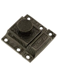 Cast Iron Oriental-Pattern Turn Latch in Antique Iron  |  Turn Style Cabinet Latches Cabinet Latches Turn Style Cabinet Latches