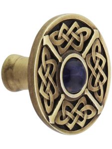 Celtic Jewel Knob Inset with Blue Sodalite  |  Knobs Knobs Antique Brass/Antique Copper/Antique Pewter