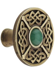 Celtic Jewel Knob Inset with Green Aventurine  |  Knobs Knobs Antique Brass/Antique Copper/Antique Pewter