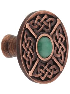 Celtic Jewel Knob Inset with Green Aventurine  |  Knobs Knobs Antique Brass/Antique Copper/Antique Pewter