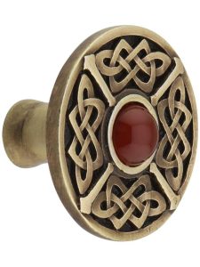 Celtic Jewel Knob Inset with Red Carnelian  |  Knobs Knobs Antique Brass/Antique Copper/Antique Pewter