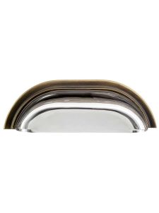 Clear-Glass Cup Pull with Solid-Brass Base – 4-Inch Center-to-Center  |  Pulls Bin Pulls Antique Brass/Polished Brass/Polished Nickel