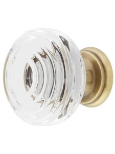 Deco Crystal-Glass Cabinet Knob – 1 1/4″ Diameter  |  Knobs Knobs Antique Brass/Antique Pewter/Matte Black/Oil-Rubbed Bronze/Polished Brass/Polished Chrome/Polished Nickel/Satin Brass/Satin Nickel