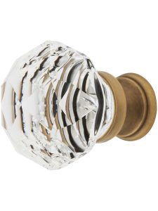 Diamond Cut Crystal Cabinet Knob With Brass Base  |  Knobs Knobs Antique Brass/Antique Pewter/Matte Black/Oil-Rubbed Bronze/Polished Brass/Polished Chrome/Polished Nickel/Satin Brass/Satin Nickel