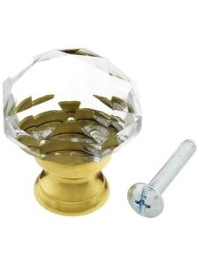 Diamond Cut Crystal Cabinet Knob With Brass Base  |  Knobs Knobs Antique Brass/Antique Pewter/Matte Black/Oil-Rubbed Bronze/Polished Brass/Polished Chrome/Polished Nickel/Satin Brass/Satin Nickel