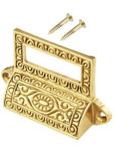 Egg & Dart Solid-Brass Bin Pull with Label Holder – 2 3/4″ Center-to-Center  |  Label Holders & Pulls Knobs & Pulls Label Holders & Pulls