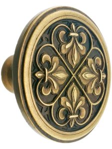 Fleur-de-Lis Cabinet Knob – 1 3/8″ Diameter  |  Knobs Knobs Antique Brass/Antique Copper/Antique Pewter