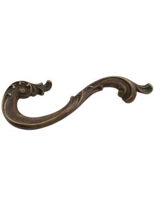 French Court Left-Hand Drawer Pull – 3 1/2″ Center-to-Center  |  Pulls Knobs & Pulls Monticello Brass/Monticello Silver/White Brass