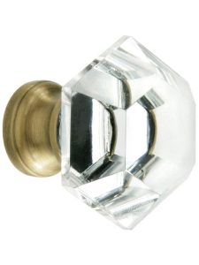 Hexagonal Cut Glass Knob With Solid Brass Base  |  Knobs Knobs Antique Brass/Oil-Rubbed Bronze/Polished Brass/Polished Nickel/Satin Nickel