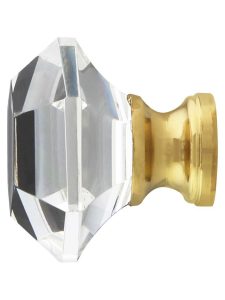 Hexagonal Cut Glass Knob With Solid Brass Base  |  Knobs Knobs Antique Brass/Oil-Rubbed Bronze/Polished Brass/Polished Nickel/Satin Nickel