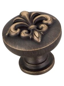 Lafayette Raised Fleur-De-Lis Cabinet Knob – 1 3/8″ Diameter  |  Knobs Knobs Antique Brushed Satin Brass/Brushed Oil Rubbed Bronze/Brushed Pewter/Satin Nickel