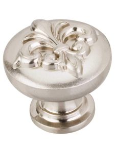 Lafayette Raised Fleur-De-Lis Cabinet Knob – 1 3/8″ Diameter  |  Knobs Knobs Antique Brushed Satin Brass/Brushed Oil Rubbed Bronze/Brushed Pewter/Satin Nickel