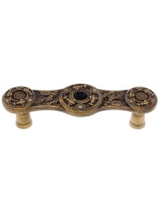 Lily Drawer Pull Inset with Black Onyx – 3″ Center to Center  |  Pulls Knobs & Pulls Antique Brass/Antique Pewter/Bright Nickel