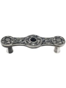 Lily Drawer Pull Inset with Black Onyx – 3″ Center to Center  |  Pulls Knobs & Pulls Antique Brass/Antique Pewter/Bright Nickel