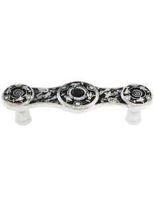 Lily Drawer Pull Inset with Black Onyx – 3″ Center to Center  |  Pulls Knobs & Pulls Antique Brass/Antique Pewter/Bright Nickel