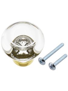 Medium Georgetown Crystal Cabinet Knob with Solid-Brass Base  |  Knobs Knobs Antique Brass/Antique Pewter/Matte Black/Oil-Rubbed Bronze/Polished Brass/Polished Chrome/Polished Nickel/Satin Brass/Satin Nickel