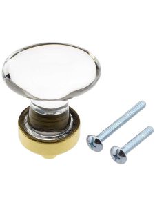 Medium Hampton Crystal Cabinet Knob with Solid-Brass Base  |  Knobs Knobs Antique Brass/Antique Pewter/Matte Black/Oil-Rubbed Bronze/Polished Brass/Polished Chrome/Polished Nickel/Satin Brass/Satin Nickel