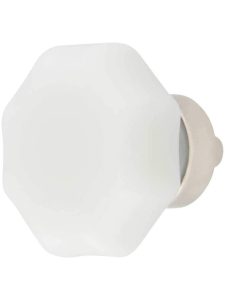 Milk-White Octagonal Glass Knob with Brass Base 1 5/8-Inch Diameter  |  Knobs Knobs Knobs