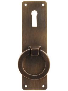 Mission-Style Vertical Cabinet Ring Pull in Antique-by-Hand  |  Ring Pulls Knobs & Pulls Ring Pulls