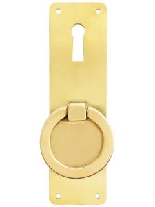 Mission-Style Vertical Cabinet Ring Pull in Unlacquered Brass  |  Ring Pulls Knobs & Pulls Ring Pulls