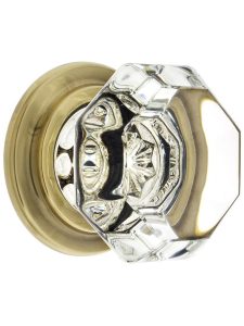 Old Town Crystal Wardrobe Knob With Solid Brass Rosette  |  Knobs Knobs Antique Brass/Antique Pewter/Matte Black/Oil-Rubbed Bronze/Polished Brass/Polished Chrome/Polished Nickel/Satin Brass/Satin Nickel