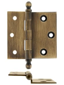 Pair of 2 1/2″ Half Surface Cabinet Hinges With Beveled Leaves  |  Half Mortise Hinges Cabinet Hinges Antique Brass/Matte Black/Oil-Rubbed Bronze/Polished Brass/Polished Nickel/Satin Nickel/Un-Lacquered Brass