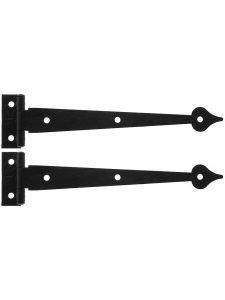 Pair of 6 1/2″ Rough Iron 3/8″ Offset Heart Strap Hinges  |  Strap Cabinet Hinges Strap