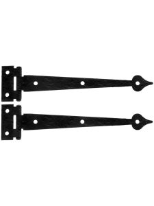 Pair of 6 1/2″ Rough Iron Flush Mount Heart Strap Hinges  |  Strap Cabinet Hinges Strap