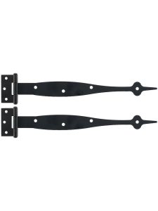 Pair of 9″ Smooth Iron Flush Mount Spear Strap Hinges  |  Strap Cabinet Hinges Strap