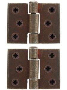 Pair of Antique-Rust Square Corner Cabinet Hinges – 2-Inch x 1 5/8-Inch  |  Butt Hinges Butt Hinges Butt Hinges