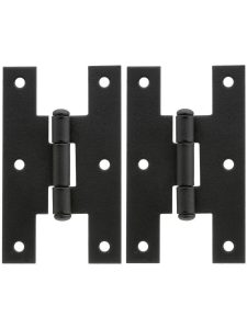 Pair of Forged Iron “H” Style Cabinet Hinges – 3″ H x 1 3/4″ W  |  Surface Hinges Cabinet Hinges Surface Hinges