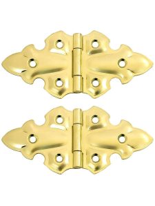 Pair of Gothic Style Surface Cabinet Hinges – 1 3/4″ H x 3 3/4″ W  |  Surface Hinges Cabinet Hinges Bright Brass/Bright Nickel/Bronze/Oil-Rubbed Bronze