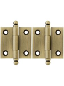 Pair of Premium Solid Brass Cabinet Hinges – 1 1/2″ x 1 1/2″  |  Butt Hinges Butt Hinges Antique Brass/Oil-Rubbed Bronze/Polished Brass/Polished Chrome/Polished Nickel/Satin Nickel/Un-Lacquered Brass