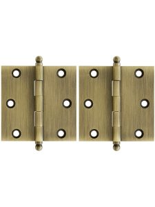 Pair of Premium Solid Brass Cabinet Hinges – 2 1/2″ x 2 1/2″  |  Butt Hinges Butt Hinges Antique Brass/Oil-Rubbed Bronze/Polished Brass/Polished Chrome/Polished Nickel/Satin Nickel/Un-Lacquered Brass